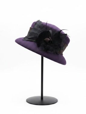 Elegant Purple Feathered Women's Dress Hat from Boutique Kate’s Canada